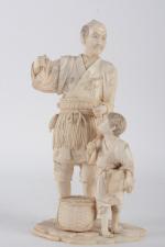 Japon - Epoque MEIJI (1868-1912)
Okimono en ivoire figurant un homme...