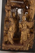 Chine, relief en bois sculpté doré
Petite partie d'un élément de...