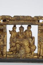 Chine XIXe siècle 
Elément décoratif en bois sculpté et laqué...