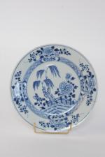 Chine XIXe siècle 
Assiette en porcelaine à décor de saule...
