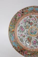 Chine XIXe-XXe siècle
Grand plat circulaire creux émaillé polychrome d'un décor...
