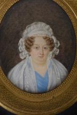 Ecole du XIXe siècle
Portrait de femme au bonnet de dentelle...