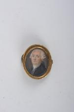 Ecole du XVIIIe siècle
Portrait d'homme à la redingote bleu et...