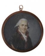 Ecole fin XVIIIe siècle
Portrait d'homme au manteau vert et col...