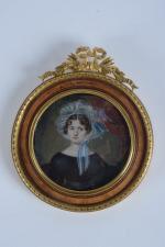 Ecole du XIXe siècle 
Portrait de femme au bonnet de...