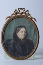 Ecole fin XIXe siècle 
Portrait de femme en noir 
Grande...