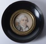 Ecole vers 1800 
Portrait d'homme à la redingote grise 
Miniature...