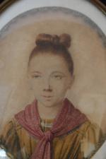 Ecole du XIXe siècle 
Portrait de jeune fille au fichu...