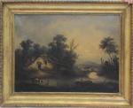 Alexandre GERE (1807-?)
Troupeau sur le pont
Huile sur toile signée en...