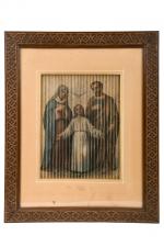 Ecole du XIXe siècle.
La sainte famille, Marie et le Christ
Gravure...