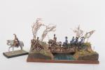 Maquette diorama : l'ambulance de Percy dite Wurtz
traversant un pont,...