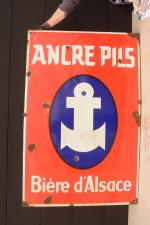 Ancre Pils, bière d'Alsace
Plaque émaillée EAS
146 x 95 cm. (éclats)