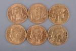 Six  pièces 20 francs or IIIème République : 
-...