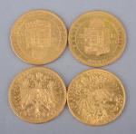 Autriche - Hongrie
Quatre pièces 20 francs or 
Union latine 1872,...