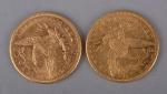 USA 
Deux pièces de 10 dollars or de 1887 et1906.