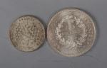 Lot de pièces en argent :
5 Francs 1875 (1), 5...