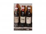 3 bouteilles, Château Lagrange, 2001, bon état, étiquettes sales.