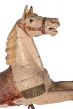 Attribué à Limonaire, petit cheval sauteur
en bois sculpté polychrome, yeux...