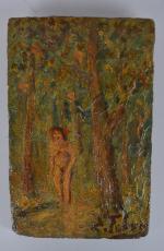 Edouard FEBVRE (1885-1967)
Baigneuse
Peinture sur tuile signée en bas à droite....