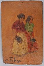 Edouard FEBVRE (1885-1967)
Deux gitanes
Peinture sur tuile signée en bas à...