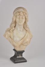 Adolfo CIPRIANI (1880-1930)
Buste de gitane
Buste en marbre blanc sur un...