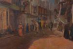 Caroly CSERNA (1867-1944)
Rue animée au Caire
Huile sur toile.
Signée en bas...