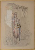 Emmanuel-Joseph LAURET dit Lauret Aîné (1809-1882)
Jeune Algéroise
Crayon et aquarelle sur...