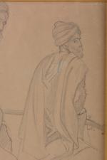 Henri-Félix-Emmanuel PHILIPPOTEAUX (1815-1884)
Etudes de Cavaliers Arabes
Deux dessins formant pendant. 
Porte...