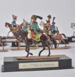 Ier Empire, 22 cavaliers plastiques peints 
sur socle, (petits acc.)