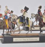 Ier Empire, 22 cavaliers plastiques peints 
sur socle, (petits acc.)