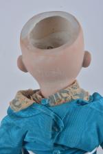 Poupée tête porcelaine allemande
"1894 AM - DEP", bouche ouverte avec...