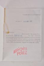 Mariquita Perez, poupée jambes raides, 
avec certificat, vêtements et perruque...