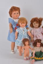Gégé, huit poupées diverses.
Entre 17 et 32 cm.