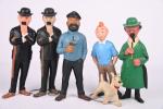 Sica toys, d'après Hergé, Tintin, 6 pouet pouet en vinyle...