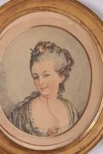 Ecole XIXe siècle d'après Courtois
Portrait de femme
Gravures en couleurs à...