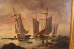 Edouard ADAM (1847-1929)
Marine au bateaux échoués
Huile sur toile signée en...