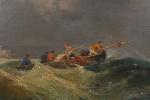 Ferdinand BONHEUR (1817-1887)
Barque dans la tempête
Huile sur panneau signé en...