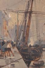 Eugène GALIEN-LALOUE (1854-1941)
Sur le port
Huile sur panneau signé en bas...