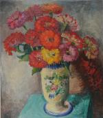 André Lucien JEAN (1913-1982)
Bouquet de zinnias
Huile sur panneau signé en...