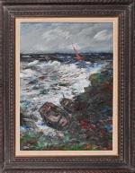 Anton KRUYSEN (1898-1977) 
Barques échouées, 1965
Huile sur toile signée en...