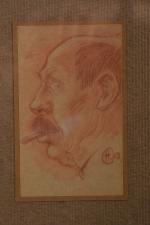 CH. HURTON (école début XXe siècle)
Portraits 
Trois esquisses à sanguine...