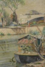 Jean JANIN (1898/99-1970)
Péniche sur la rivière 
Huile sur toile, signé...