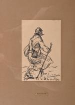 Théophile Alexandre STEINLEN (1859-1923)
Poilu marchant, 1916. 
Dessin à l'encre signé...