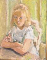 Marius WOULFART (1905-1991)
Jeune fille les bras croisés
Huile sur panneau signé...