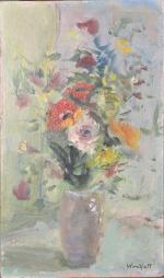 Marius WOULFART (1905-1991
Bouquet de fleurs
Huile sur isorel
46 x 22 cm.