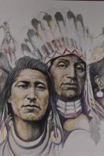 Paul YGARTUA (né en 1945) 
Têtes d'Indiens
Acrylique sur toile, signée...