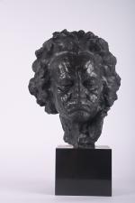 Jules JOUANT (1863-1921)Masque de BeethovenTête d'homme, épreuve en bronze à...