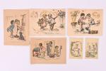 Germaine Bouret
Ensemble de quatre gravures et deux cartes postales "La...
