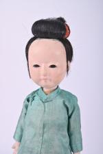 Japon, jolie poupée fin XIXème
tête en composition style coquille d'oeuf,...