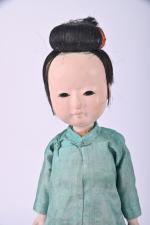 Japon, jolie poupée fin XIXème
tête en composition style coquille d'oeuf,...